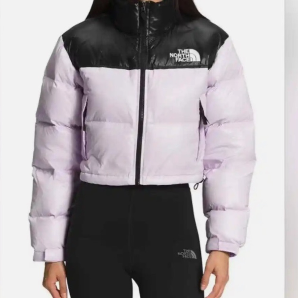 The North Face Nuptse cropped down jacket in lavender size medium